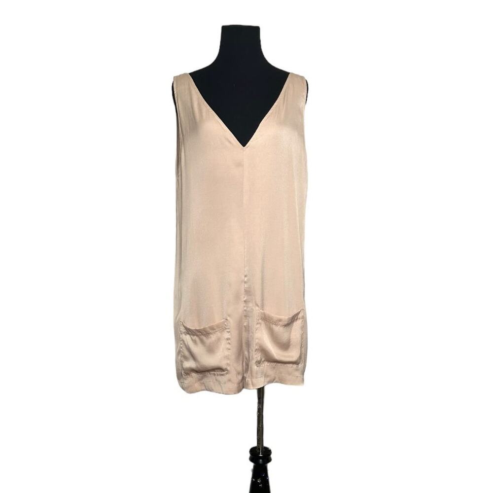 Guess beige satin sleeveless romper size M